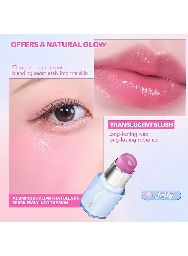 OLIBOLLA Warm Temperature Color-Changing Jelly Blush Stick Highlighter Concealer Lip Gloss Glowing Blush Cream Dyeing Power 8g (#01) - Image 3